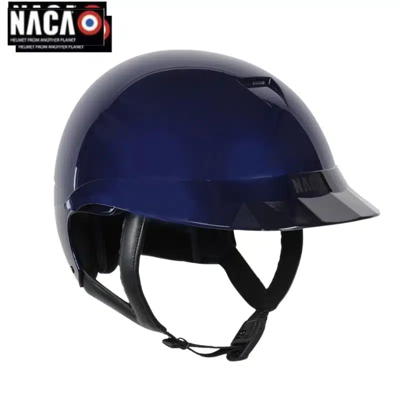 Casque d'équitation NACA Comète S Glow marine petite visière glow sellerie Equinoxe Shop fuveau
