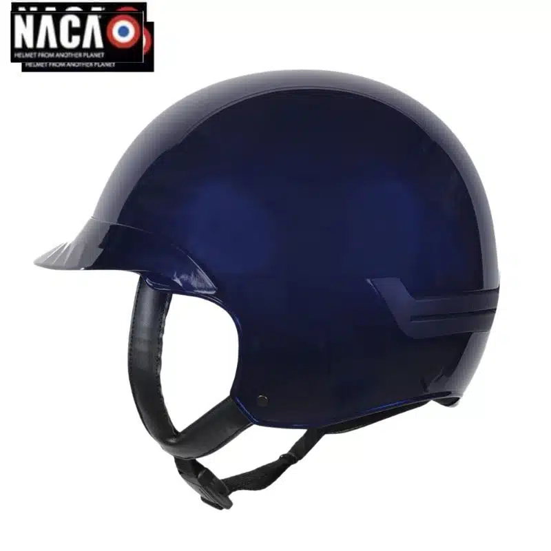 Casque d'équitation NACA Comète S Glow marine verso petite visière glow sellerie Equinoxe Shop fuveau