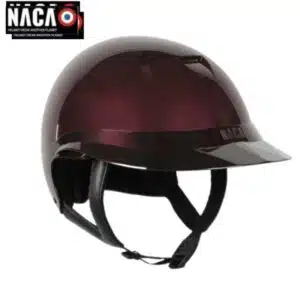 Casque d'équitation NACA Comète S Glow prune petite visière glow sellerie Equinoxe Shop fuveau