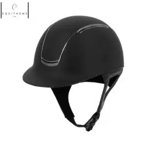 Casque d'équitation Soazy Noir Chrome silver visière courte EQUITHÈME 911970 Sellerie Equinoxe Shop Fuveau