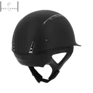 Casque d'équitation Soazy Noir Mat Chrome silver visière courte EQUITHÈME 911970 Sellerie Equinoxe Shop Fuveau