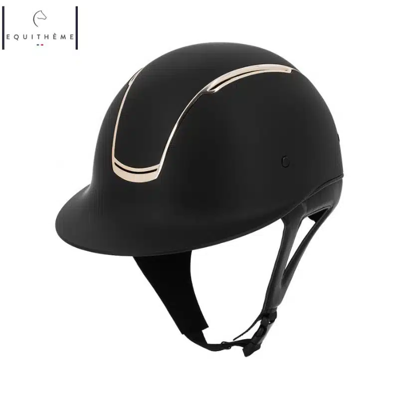 Casque d'équitation Soazy Noir Mat Rose gold EQUITHÈME 911973 Sellerie Equinoxe Shop Fuveau