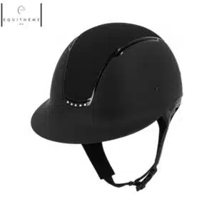 Casque d'équitation Soazy Noir mat Chrome noir Crystal EQUITHÈME 911974 Sellerie Equinoxe Shop Fuveau