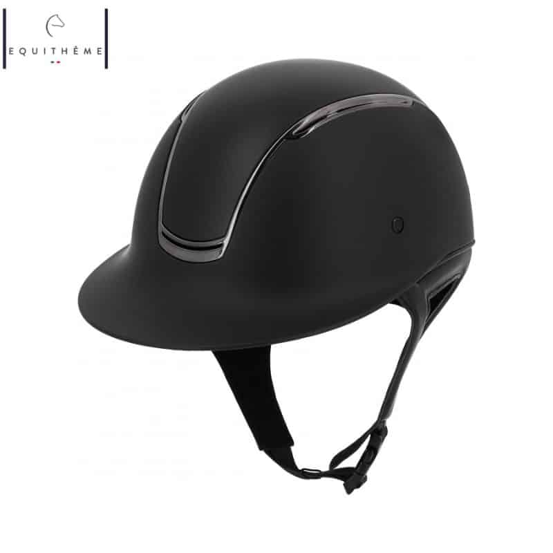 Casque d'équitation Soazy Noir mat Chrome noir EQUITHÈME 911971 Sellerie Equinoxe Shop