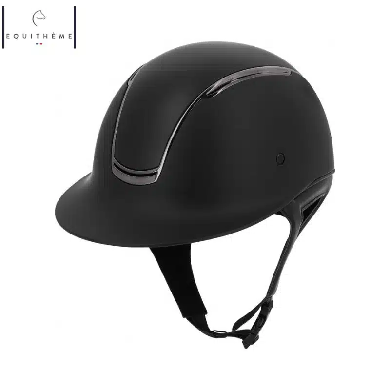 Casque d'équitation Soazy Noir mat Chrome noir EQUITHÈME 911971 Sellerie Equinoxe Shop
