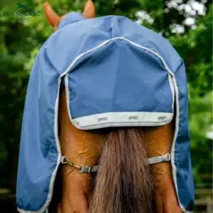 Couverture de paddock avec cou amovible Amigo Bravo 12 Plus heavy 400gr HORSEWARE AARP74 marine gris Sellerie Equinoxe Shop Fuveau