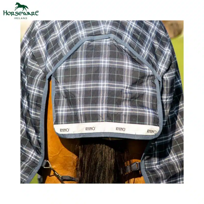 Couverture de paddock avec cou amovible Rhino Plus Vari-Layer heavy 450gr HORSEWARE AABPV4 carreaux Sellerie Equinoxe Shop Fuveau