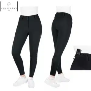 Pantalon d'équitation chauffant Heated Sierra noir EQUITHÈME 981100 Sellerie Equinoxe Shop Fuveau