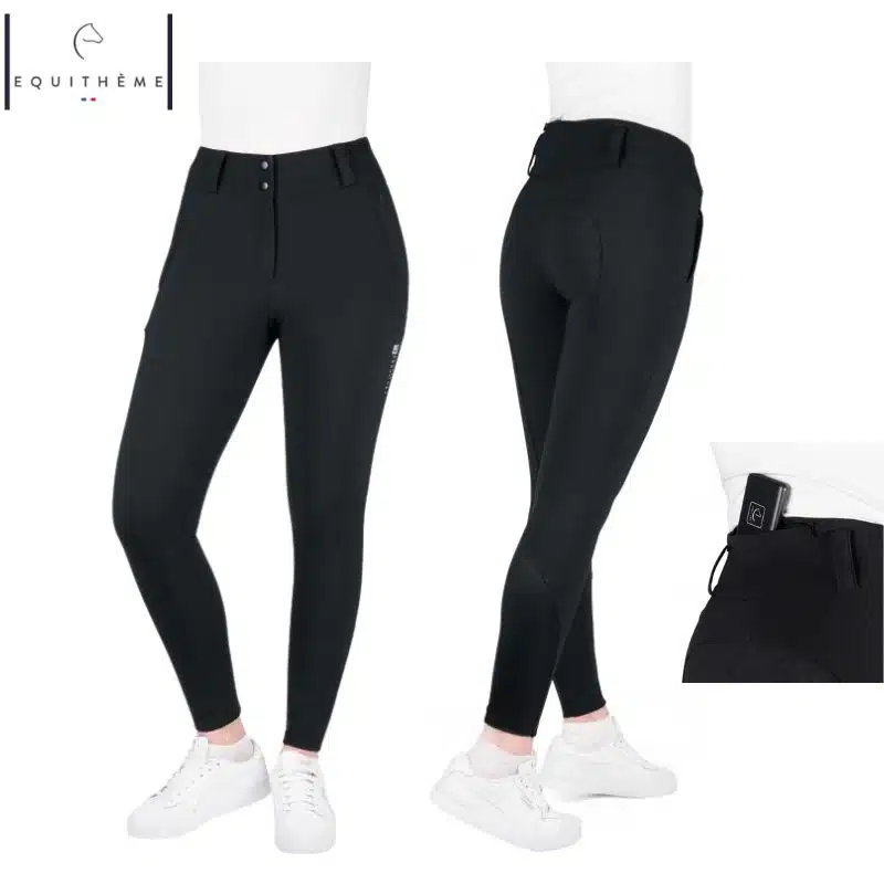 Pantalon d'équitation chauffant Heated Sierra noir EQUITHÈME 981100 Sellerie Equinoxe Shop Fuveau