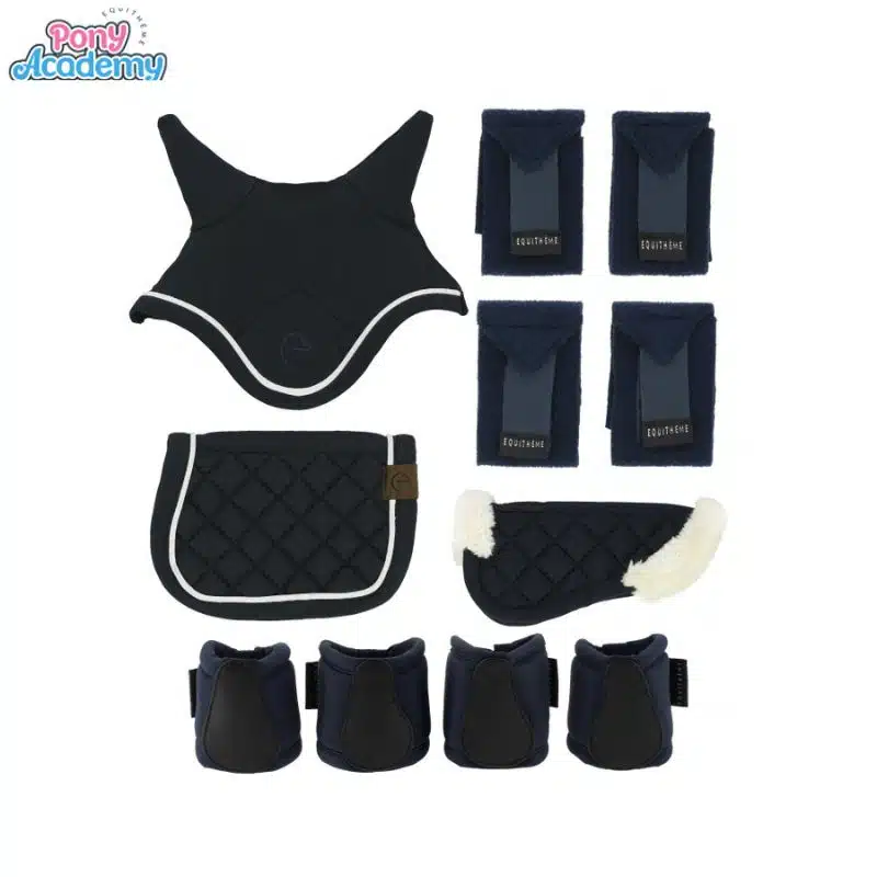 Set Mini accessoires bleu marine pour peluche PONY ACADEMY EQUITHEME 901427 Sellerie Equinoxe Shop Fuveau
