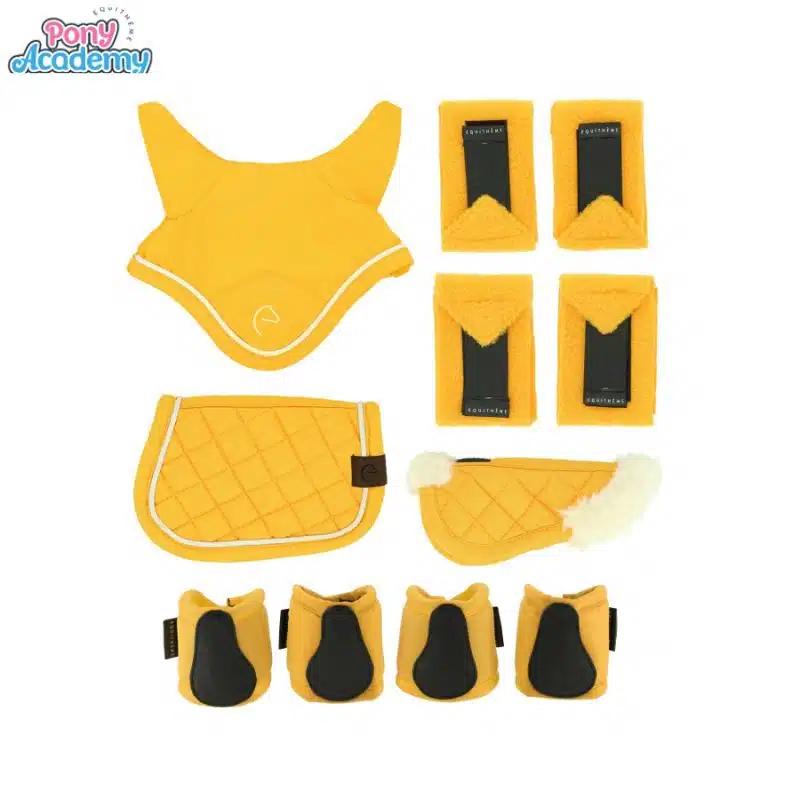 Set Mini accessoires jaune pour peluche PONY ACADEMY EQUITHEME 901427 Sellerie Equinoxe Shop Fuveau