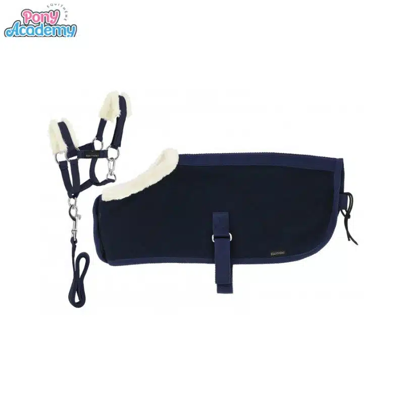 Set Mini licol couverture Peluche PONY ACADEMY EQUITHEME bleu marine Sellerie Equinoxe Shop Fuveau