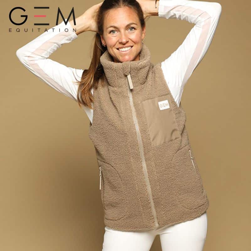Veste d'équitation sans manches On GEM beige châtaigne AW25 Sellerie Equinoxe Shop