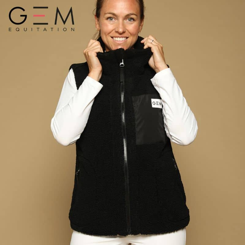 Veste d'équitation sans manches On GEM noir AW25 Sellerie Equinoxe Shop