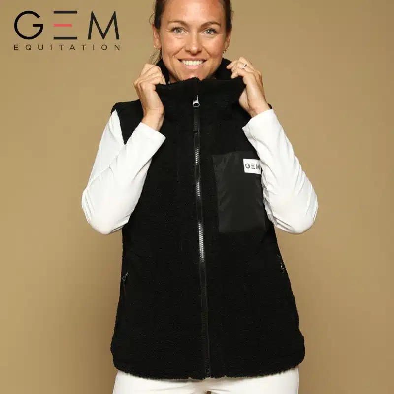 Veste d'équitation sans manches On GEM noir AW25 Sellerie Equinoxe Shop