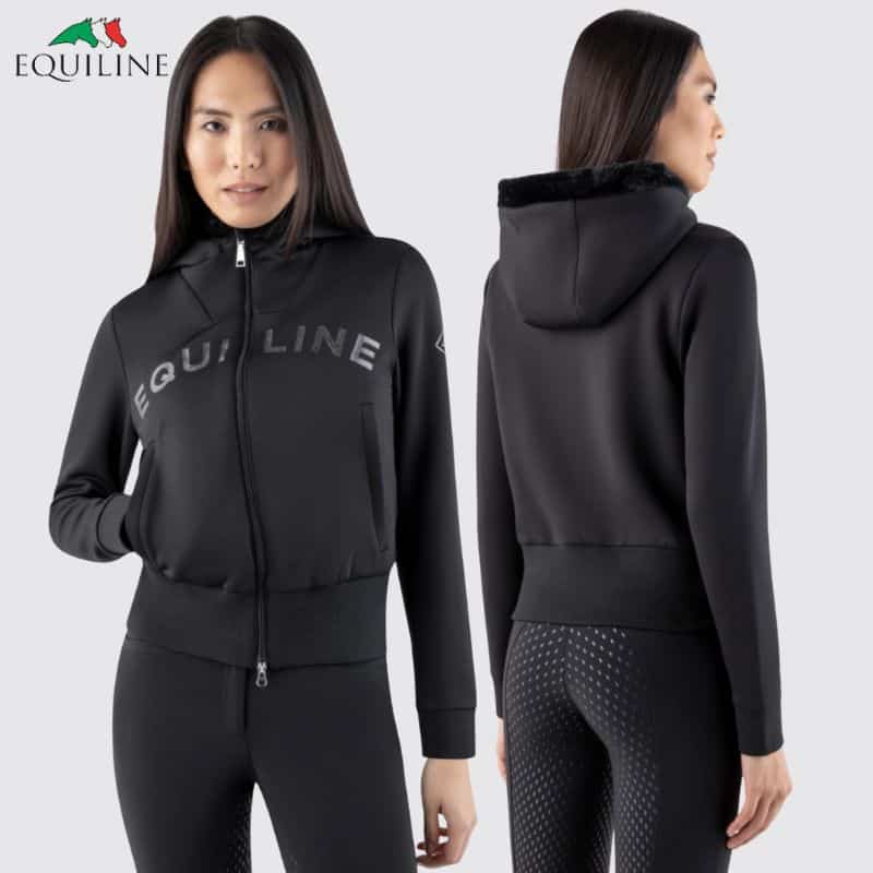 Sweat-shirt moumoute Amaranth Prune Femme Equiline EW125PR09882006 noir Sellerie Equinoxe