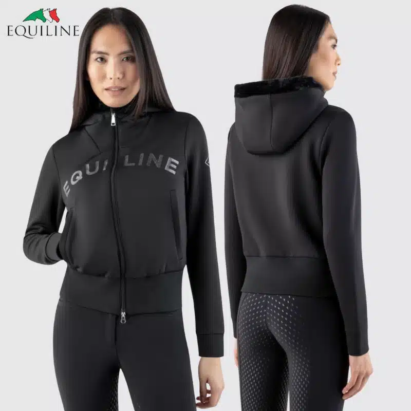 Sweat-shirt moumoute Amaranth Prune Femme Equiline EW125PR09882006 noir Sellerie Equinoxe