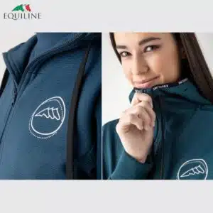 Sweat-shirt zippé à capuche Legion blue Femme Equiline EW025PR09874632 Sellerie Equinoxe