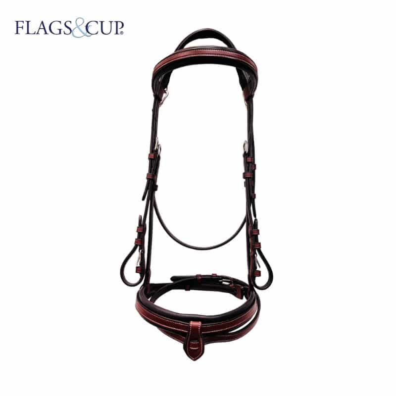 Bridon muserolle combinée Praha havane Flags & Cup 171120 Sellerie Equinoxe Shop Fuveau