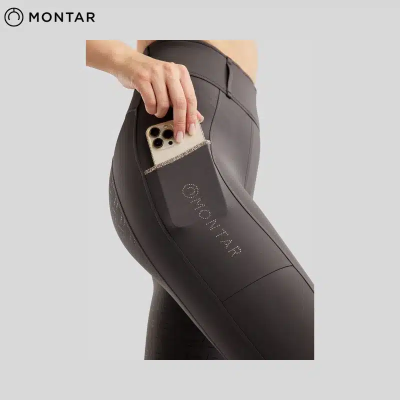 Pantalon d'équitation MoLila Pull On w. Champagne Crystals and Crystals Tape Fullgrip Slate Grey MONTAR 26225 963 BY SELLERIE EQUINOXE SHOP