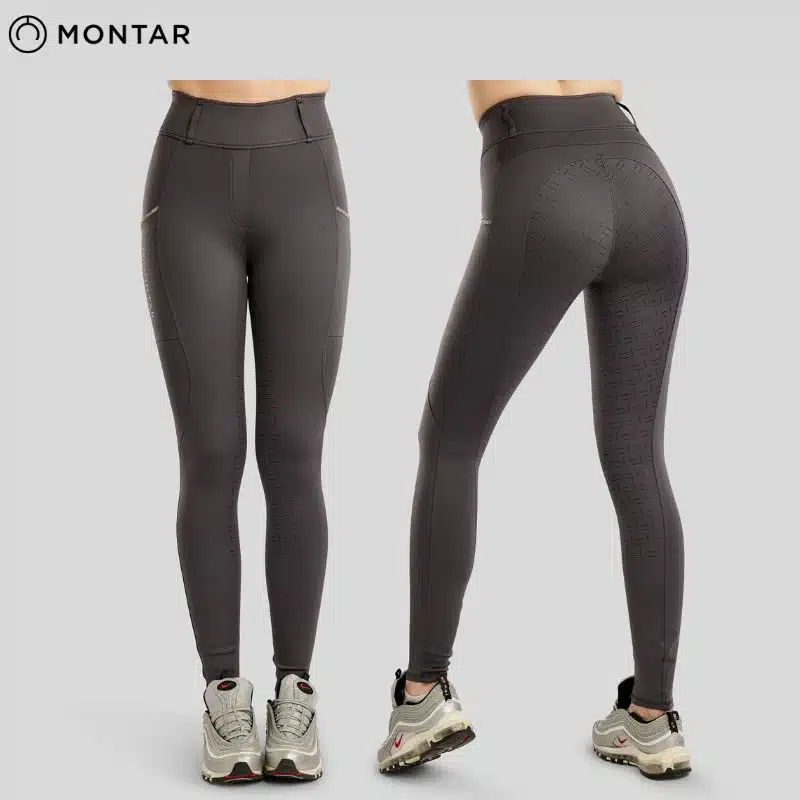 Pantalon d'équitation MoLila Pull On w. Champagne Crystals and Crystals Tape Fullgrip Slate Grey gris fonce MONTAR 26225 963 BY SELLERIE EQUINOXE SHOP FUVEAU