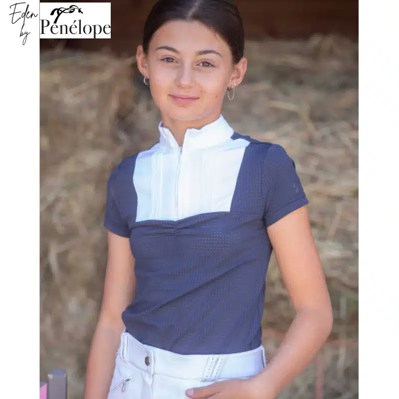Polo de concours fille manches courtes EDEN BY PENELOPE Florence Mesh marine équitation enfant 987923 EDEN BY PENELOPE COLLECTION SELLERIE EQUINOXE SHOP FUVEAU