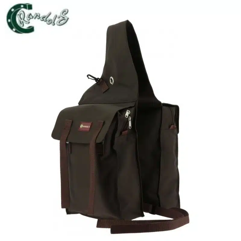 Sacoche de randonnée double à rabats choco RANDOL'S 801007 cheval Sellerie Equinoxe Shop