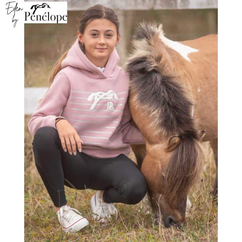Sweat à capuche Ikona EDEN BY PENELOPE rose poudré fille équitation enfant 980305 EDEN BY PENELOPE COLLECTION SS26 SELLERIE EQUINOXE SHOP FUVEAU
