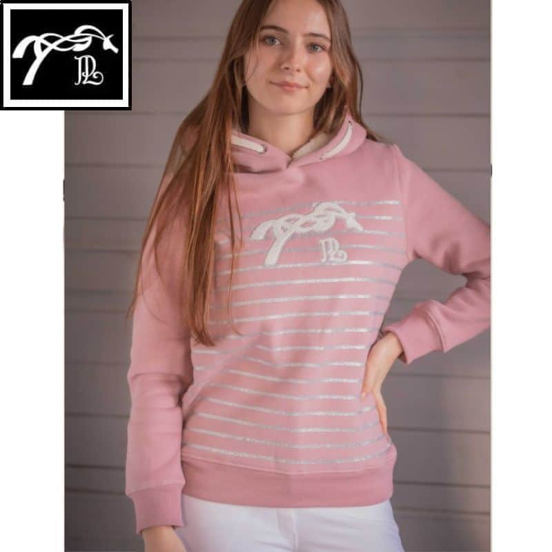 Sweat d'équitation à capuche Ikona rose argent Pénélope Store 963315 Sellerie Equinoxe Shop Fuveau