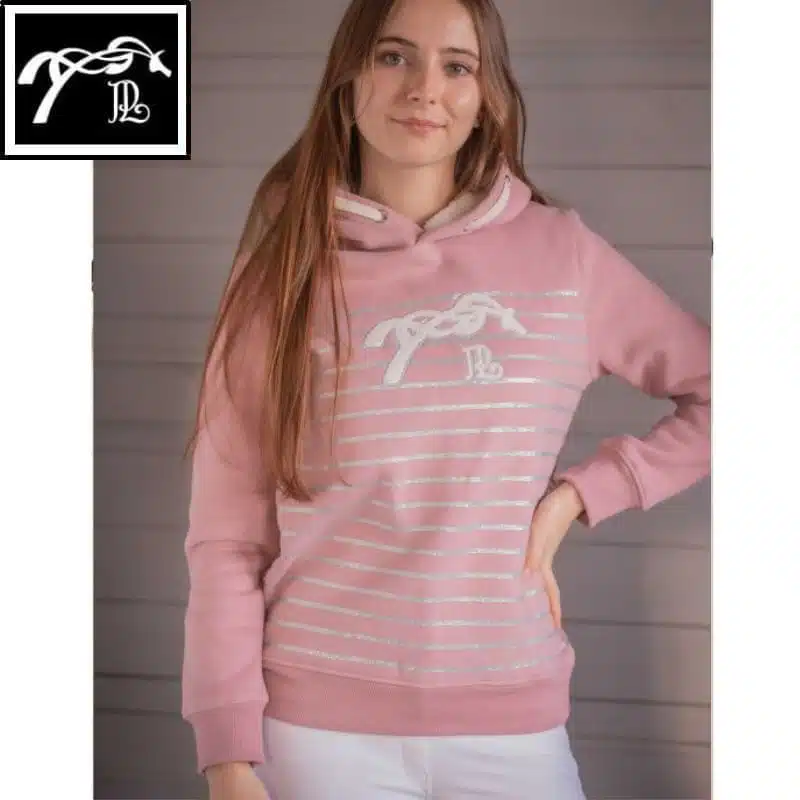 Sweat d'équitation à capuche Ikona rose argent Pénélope Store 963315 Sellerie Equinoxe Shop Fuveau