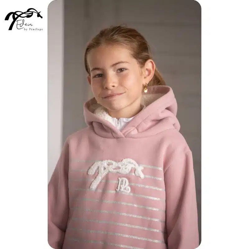 hoodie-equitation-enfant-eden-by-penelope-ikona-rose.jpg Sweat équitation fille Eden by Pénélope Ikona rose
