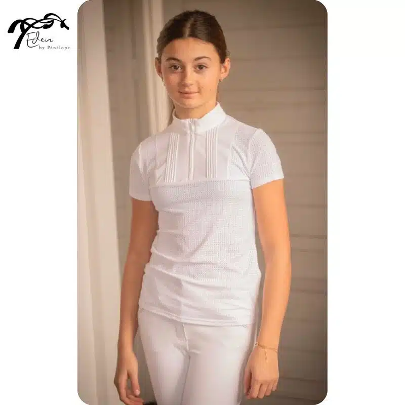 polo-concours-enfant-eden-by-penelope-florence-blanc.jpg Polo de concours enfant blanc Eden by Pénélope Florence manches courtes