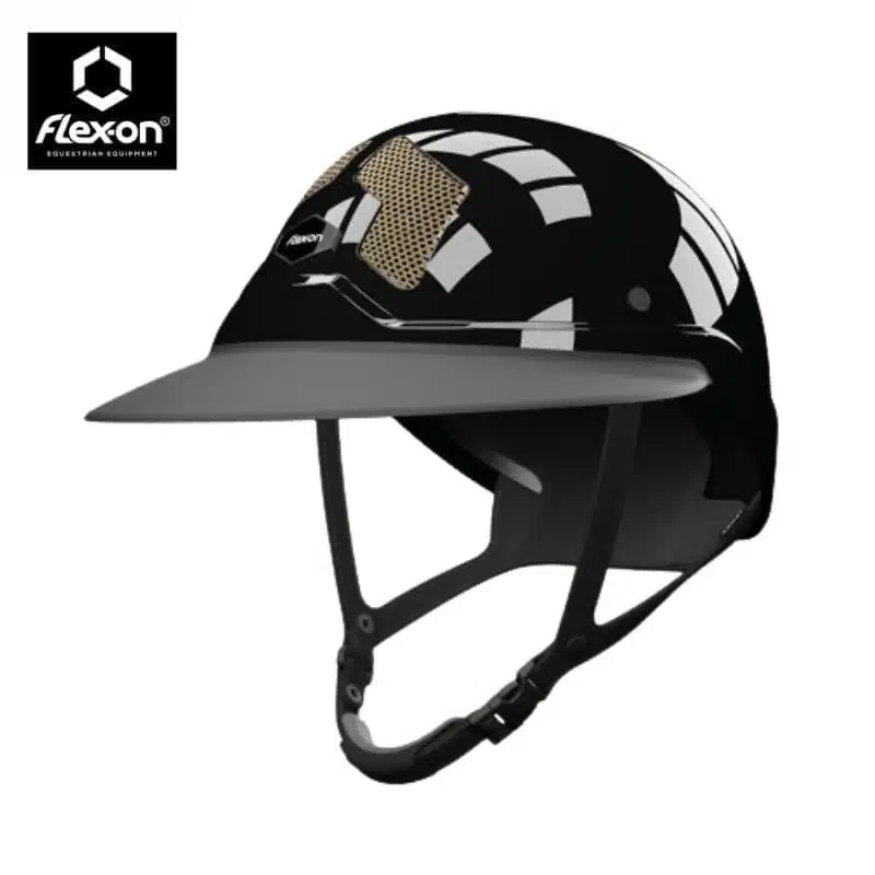 Casque d'équitation Armet visière Angel noir glow EDITIONS LIMITÉES ARMET GRILLES GOLD FLEX ON Sellerie Equinoxe Shop Fuveau