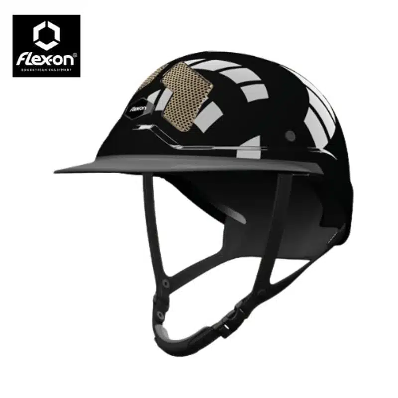 Casque d'équitation Armet visière Mixte noir glow EDITIONS LIMITÉES ARMET GRILLES GOLD FLEX ON Sellerie Equinoxe Shop Fuveau