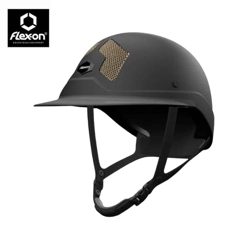 Casque d'équitation Armet visière Mixte noir mat EDITIONS LIMITÉES ARMET GRILLES GOLD FLEX ON Sellerie Equinoxe Shop Fuveau