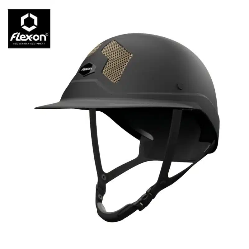 Casque d'équitation Armet visière Mixte noir mat EDITIONS LIMITÉES ARMET GRILLES GOLD FLEX ON Sellerie Equinoxe Shop Fuveau