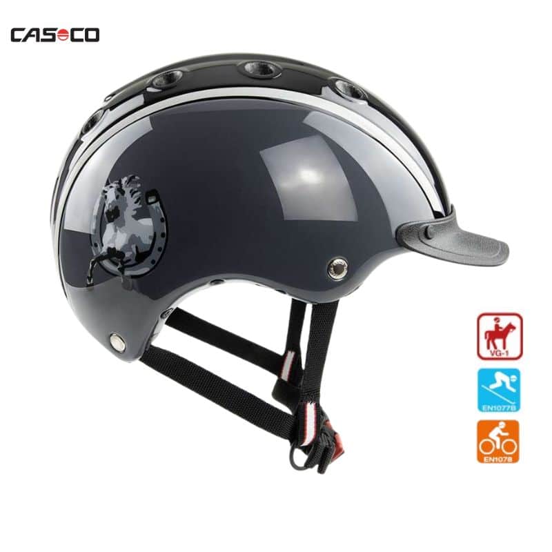 Casque d'équitation enfants Nori Fer Cheval Noir Shiny XS CASCO Sellerie Equinoxe Shop Fuveau