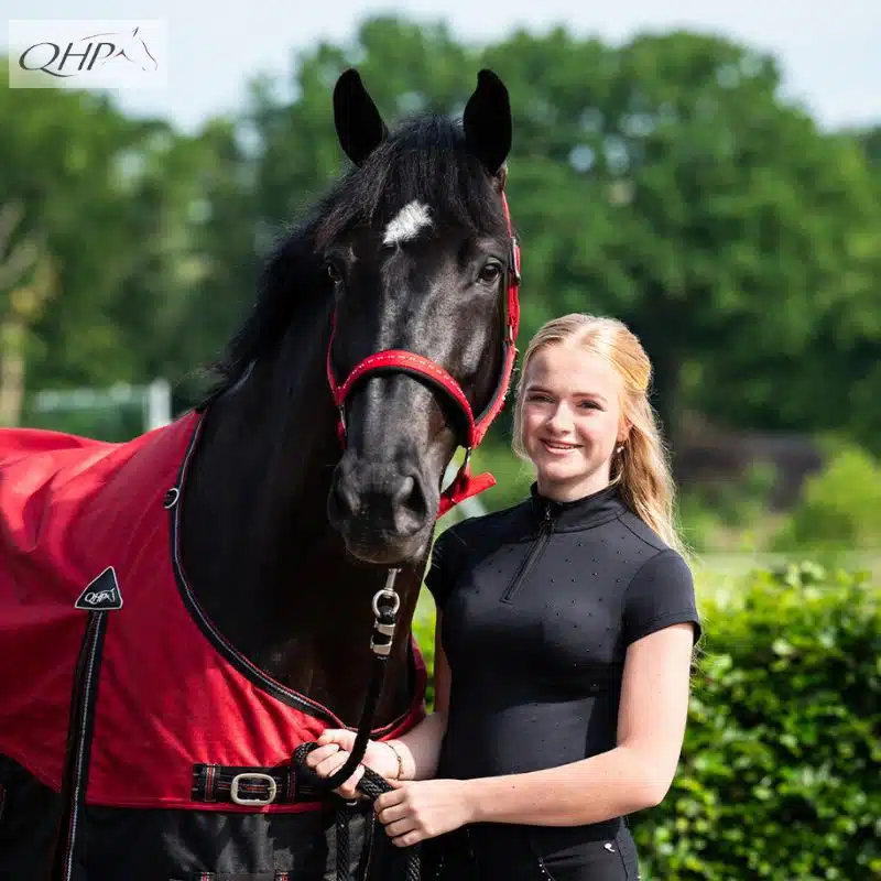 Licol Oakleigh rouge cheval poney COLLECTION SUNSET RED reference 1214 QHP SS26 Sellerie Equinoxe Shop