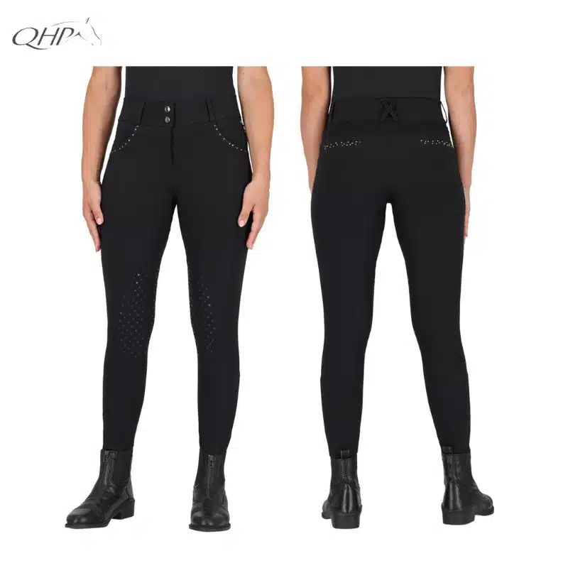 Pantalon d'équitation Oakleigh leg grip QHP 8909 noir SS26 Sellerie Equinoxe Shop Fuveau