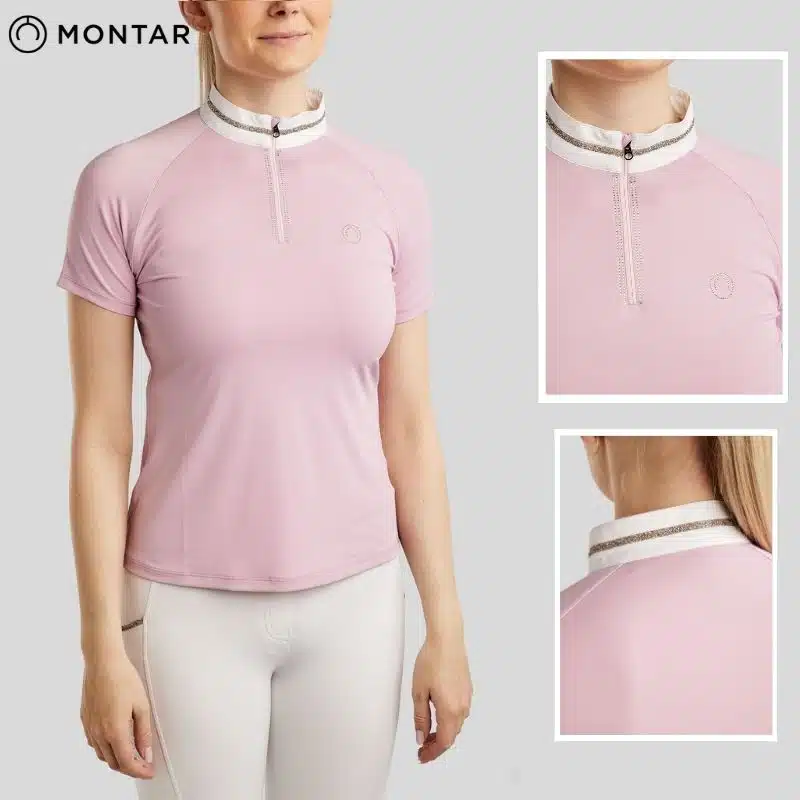 Polo de concours à strass MoLila CT2620 Candy Pink Strass Champagne SS26 MONTAR Sellerie Equinoxe Shop Fuveau