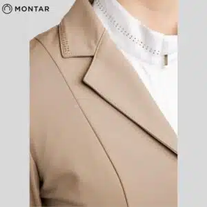 Veste de concours MoEverlisa COMB2630 Dame taupe SS26 MONTAR détail col Sellerie Equinoxe Shop Fuveau