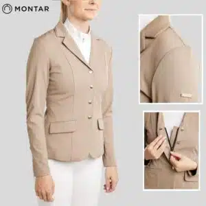 Veste de concours à strass MoEverlisa COMB2630 beige champagne SS26 Veste de concours à strass MoEverlisa COMB2630 taupe SS26 MONTAR Sellerie Equinoxe Shop Fuveau