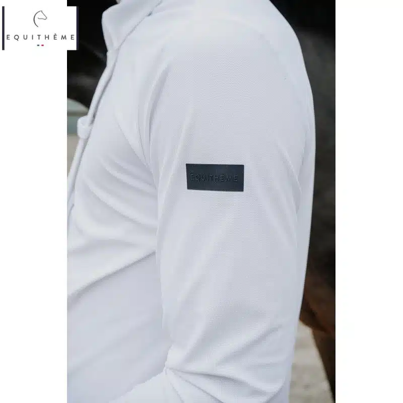 Chemise de concours EQUITHÈME Milan Homme blanche 9621140 détail Sellerie Equinoxe Shop Fuveau