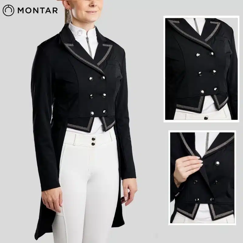 Frac de dressage MoGloria Softshell Caviar noir SS26 MONTAR COAT2530 Sellerie Equinoxe Shop Fuveau