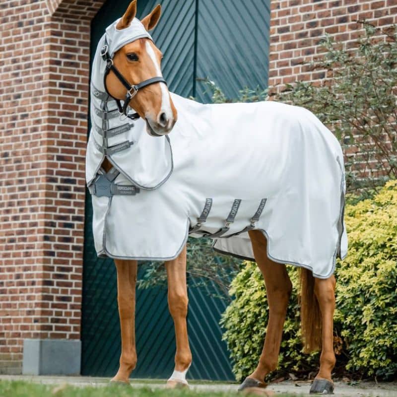 HORSEWARE Chemise anti-mouches et anti-UV 90% Amigo Ripstop Hoody gris Horseware Sellerie Equinoxe Fuveau