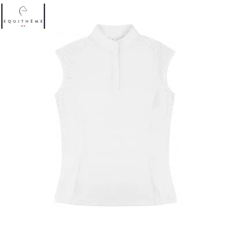 Polo concours sans manches EQUITHÈME EK Judith 962134 blanc femme Sellerie Equinoxe Shop Fuveau