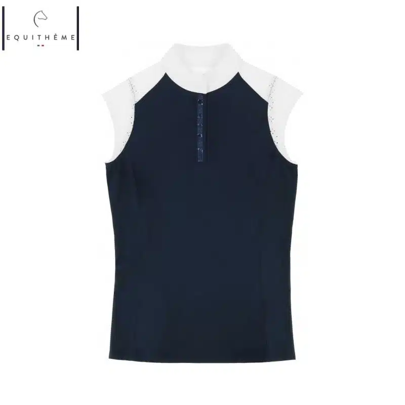 Polo concours sans manches EQUITHÈME EK Judith 962134 marine devant Sellerie Equinoxe Shop Fuveau
