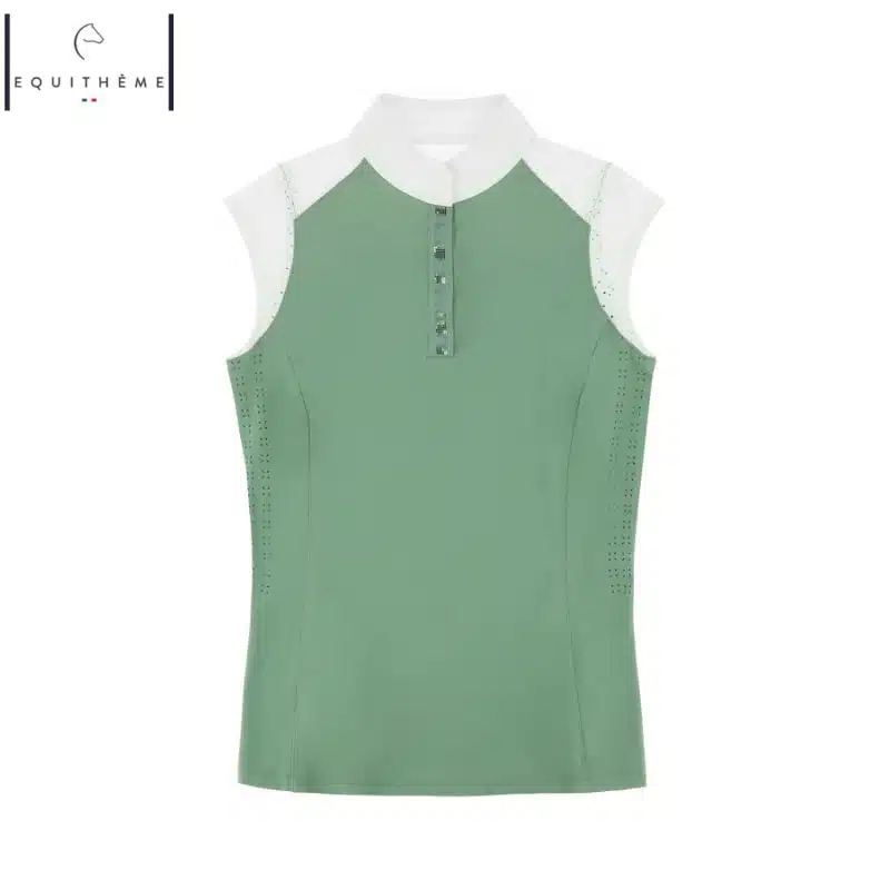 Polo concours sans manches EQUITHÈME EK Judith 962134 vert clair femme Sellerie Equinoxe Shop Fuveau