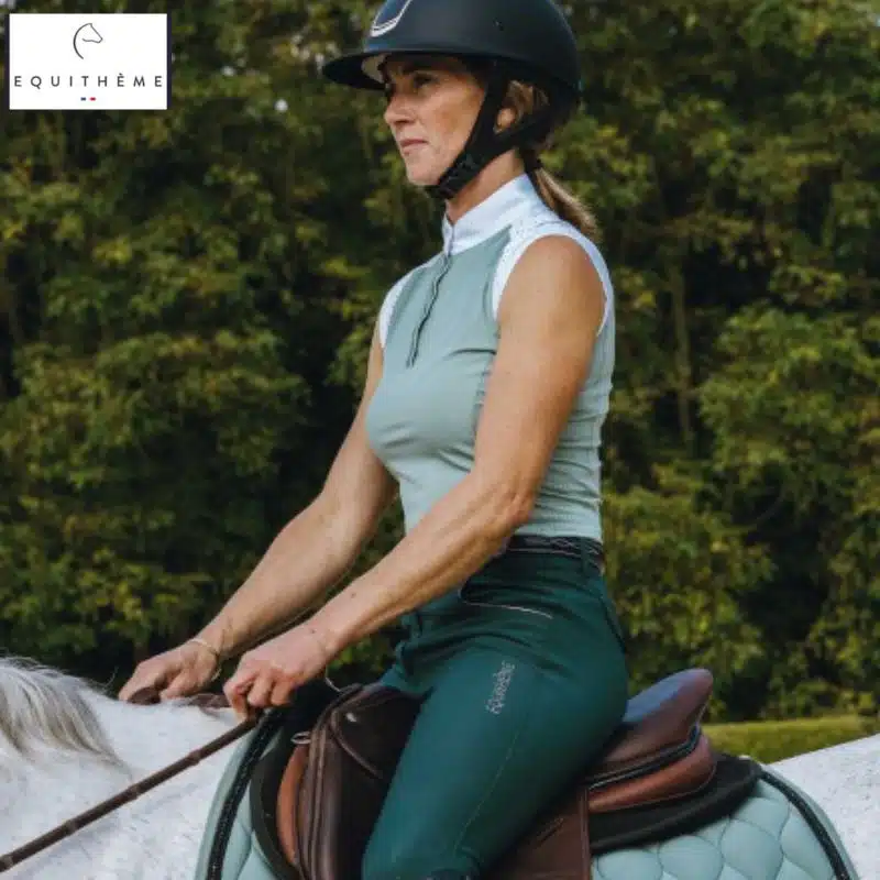 Polo concours sans manches EQUITHÈME EK Judith 962134 vert femme Sellerie Equinoxe Shop Fuveau