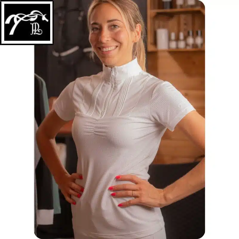 Polo de concours manches courtes Florence Blanc Pénélope Store 987924 SS 26 Sellerie Equinoxe Shop Fuveau